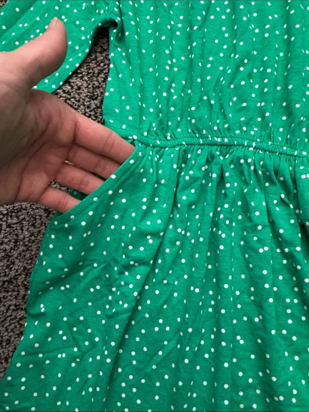 New! Gymboree Green Polka Dot Long Sleeve Dress